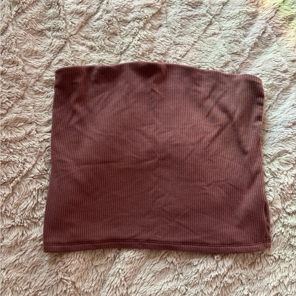 Ribbed Brown/Maroon Tube Top